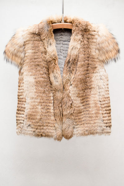 Cap Sleeve Reversible Rabbit and Racoon Fur Vest