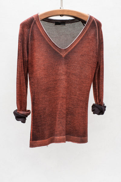 Tangerine Fitted V Neck
