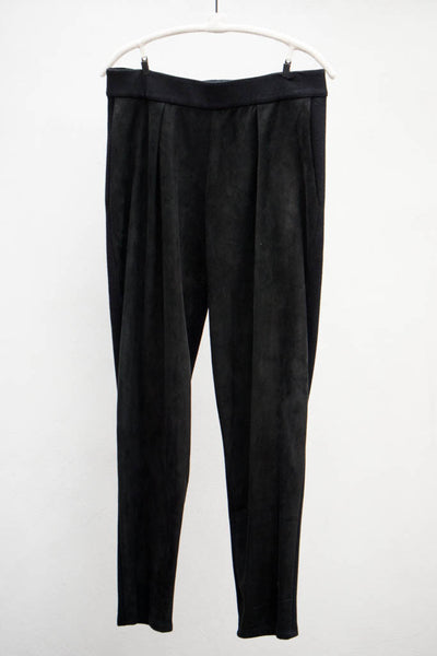 Black Leather Ottoman Pant