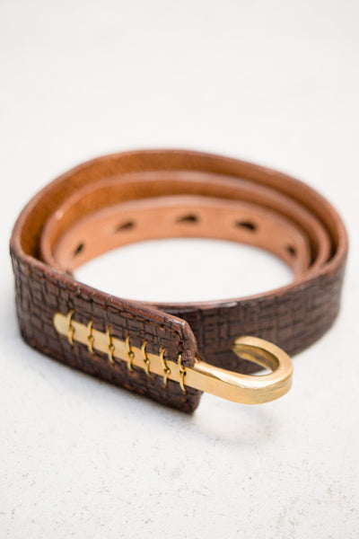 Brown & Brass Multihole Hook Belt