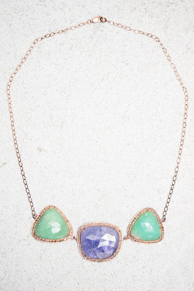 Tanzanite and Chrysoprase 3 Slice Necklace