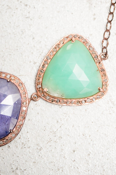Tanzanite and Chrysoprase 3 Slice Necklace