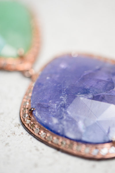 Tanzanite and Chrysoprase 3 Slice Necklace