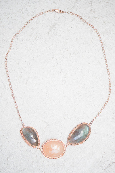 Peach Aventurine and Labradorite Necklace