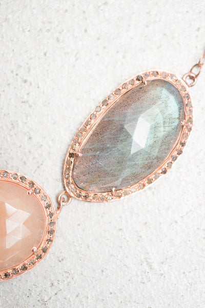 Peach Aventurine and Labradorite Necklace