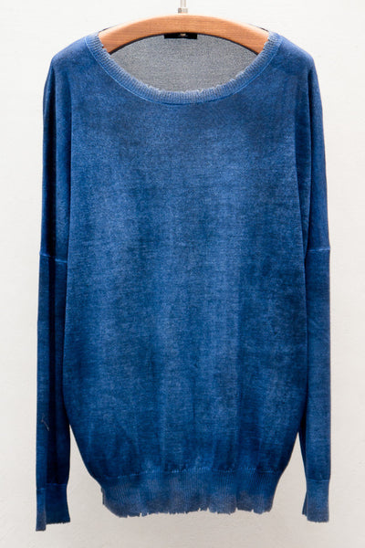 Blue Raw Edge Pullover