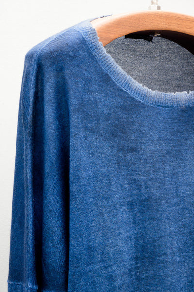 Blue Raw Edge Pullover