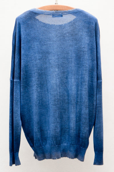 Blue Raw Edge Pullover