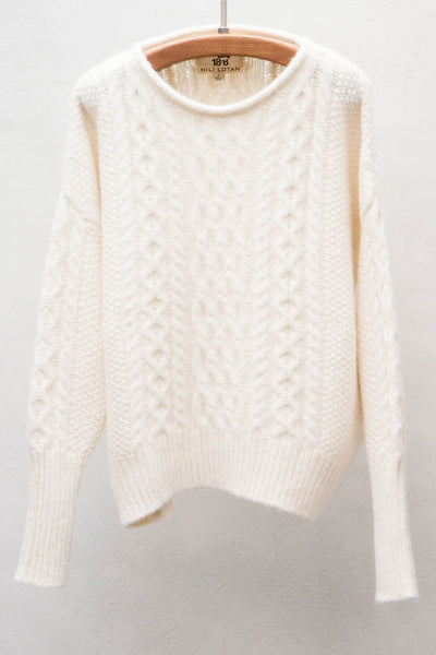 Ivory Oversized Cable Pullover