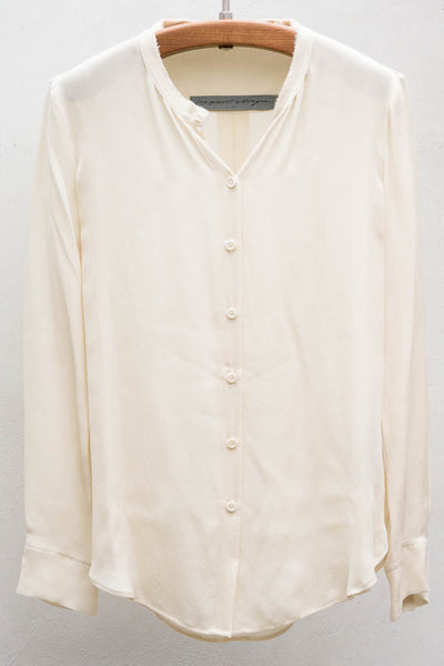 Ivory Raw Collar Blouse