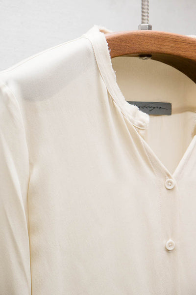 Ivory Raw Collar Blouse