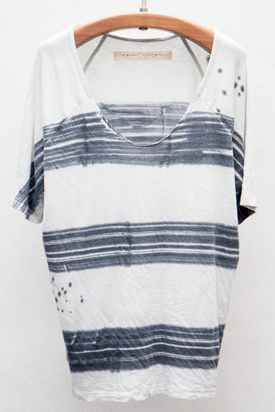 White Paint Stripe Raglan Tee