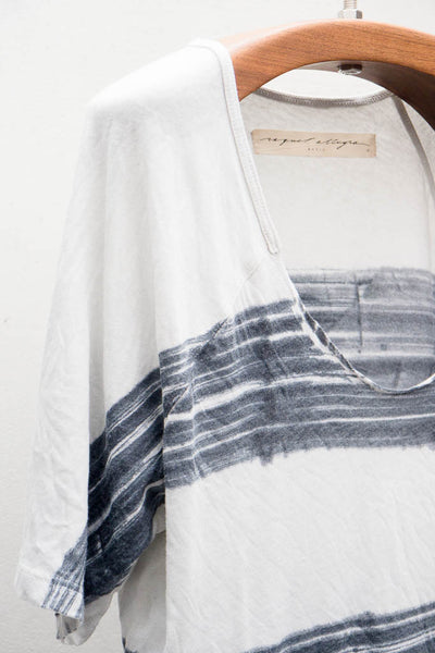 White Paint Stripe Raglan Tee