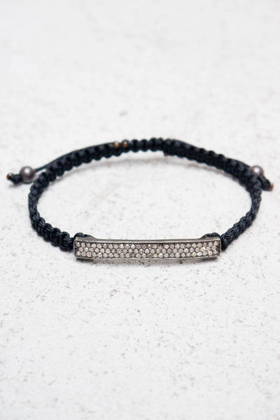 Black 3 Row Diamond Bar Bracelet