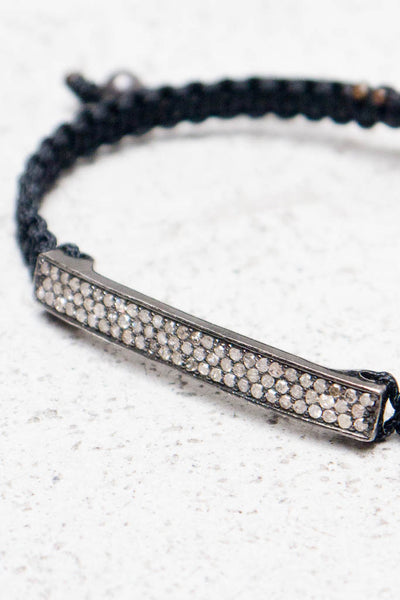 Black 3 Row Diamond Bar Bracelet
