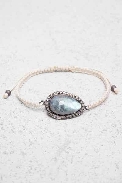 Labradorite Cream Cord Bracelet