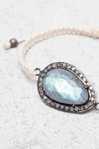 Labradorite Cream Cord Bracelet