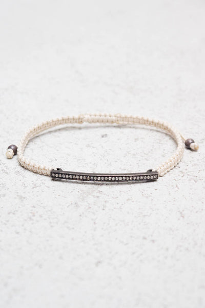 Diamond Bar Cream Cord Bracelet
