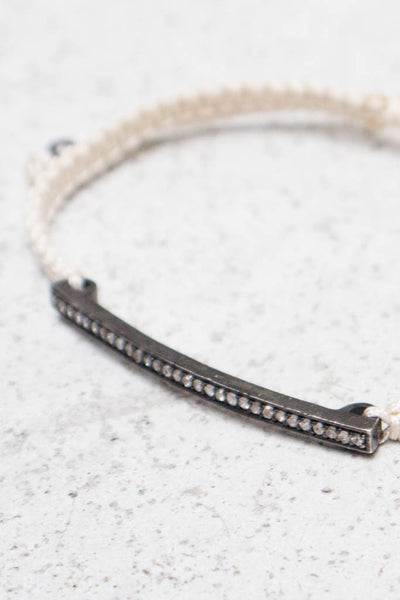 Diamond Bar Cream Cord Bracelet