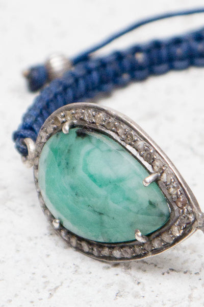 Emerald Navy Cord Bracelet