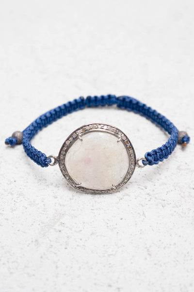 White Sapphire Navy Cord Bracelet