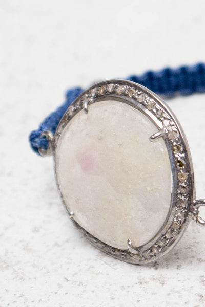 White Sapphire Navy Cord Bracelet