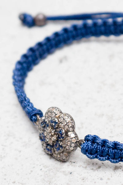 Diamond & Sapphire Flower Navy Cord Bracelet