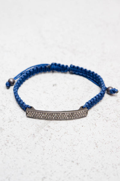 3 Row Diamond Bar Navy Bracelet
