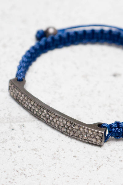 3 Row Diamond Bar Navy Bracelet