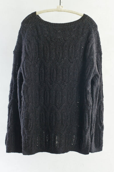 Black Open Cable Stitch Pullover