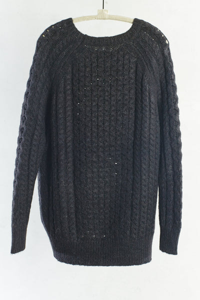 Black Raglan Nordic Sweater