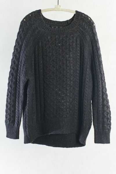 Black Raglan Nordic Sweater