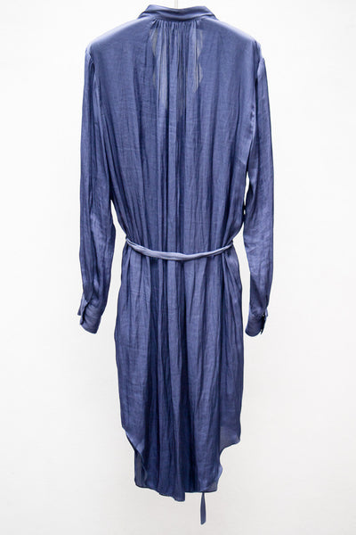 Dark Blue Liquid Satin Tunic Dress