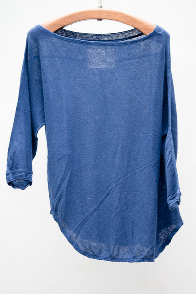 Navy Linen Jersey Top