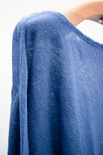 Navy Linen Jersey Top