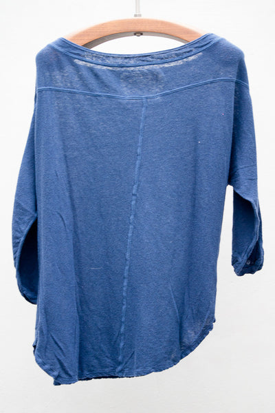 Navy Linen Jersey Top