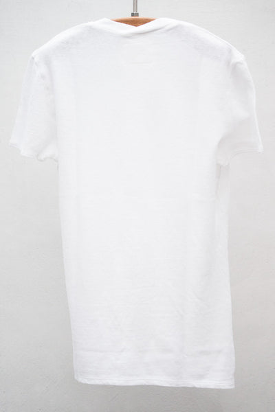White Short Sleeve U Neck