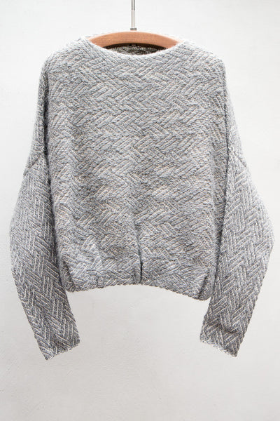 Charcoal & Ecru Boatneck Pullover