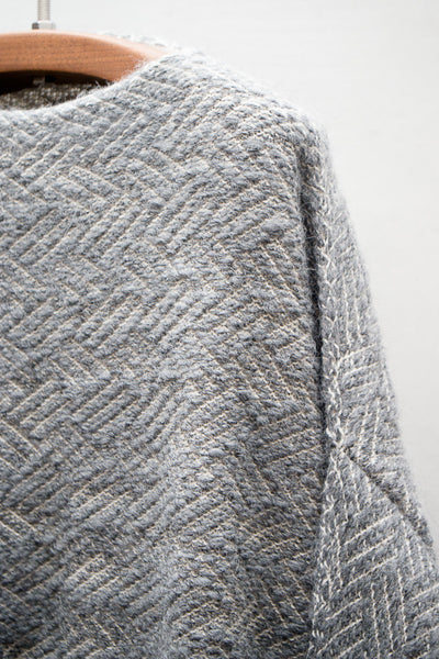 Charcoal & Ecru Boatneck Pullover
