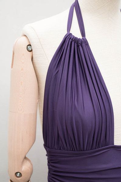 Amethyst Ruched Halter Maillot