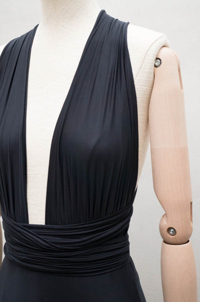 Black Plunging Halter Maillot