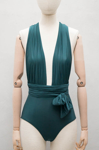 Forest Plunging Halter Maillot