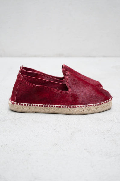Fiery Red Pon Hair Slip On Espadrille
