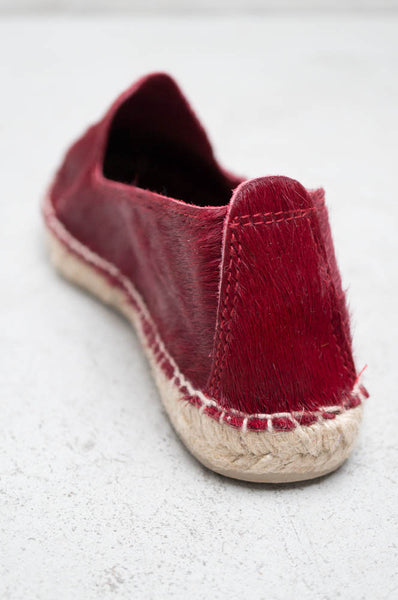 Fiery Red Pon Hair Slip On Espadrille