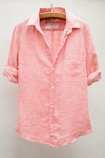 Fuchsia Orange Plaid Linen Barry Shirt