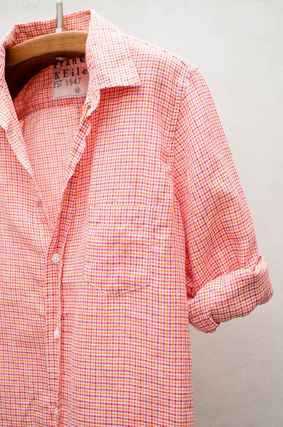 Fuchsia Orange Plaid Linen Barry Shirt