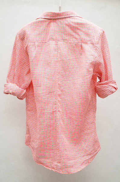 Fuchsia Orange Plaid Linen Barry Shirt