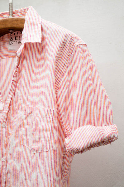Fuchsia Orange Stripe Linen Barry Shirt