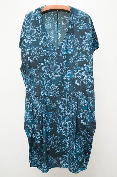 Indigo Floral Cocoon Dress