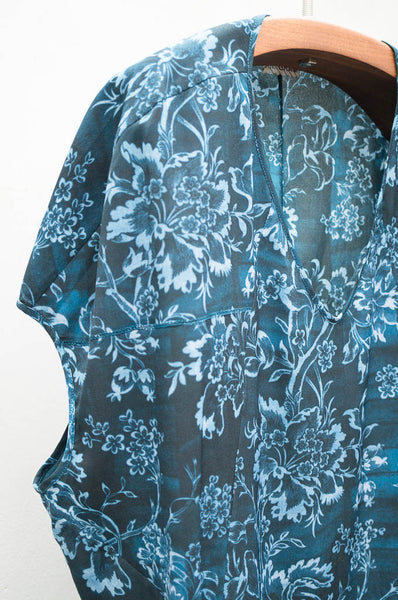 Indigo Floral Cocoon Dress